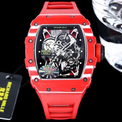 RICHARD MILLE Skeleton Watch RM35-02 Rafael Nadal  Red Quartz Fiber Red Rubber Watch
